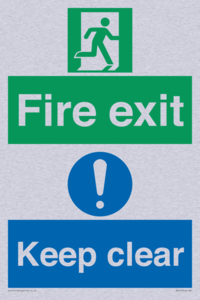Fire exit Keep clear dual sign
